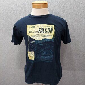 Star Wars T Shirt Adult Medium Millennium Falcon ThinkGeek Blue